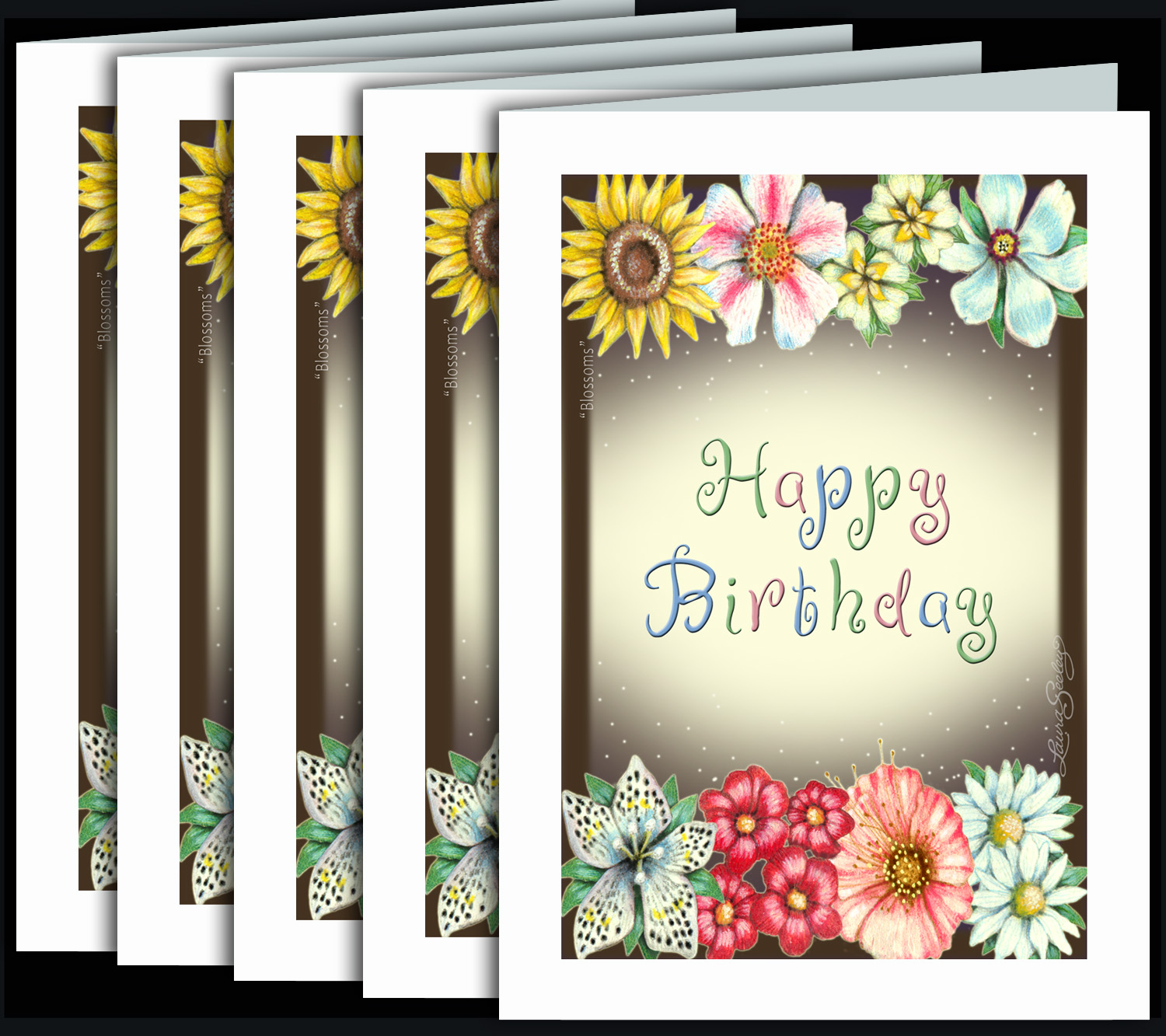 Limited Print 4x6 Greeting Cards - Flower Love (set of 3)