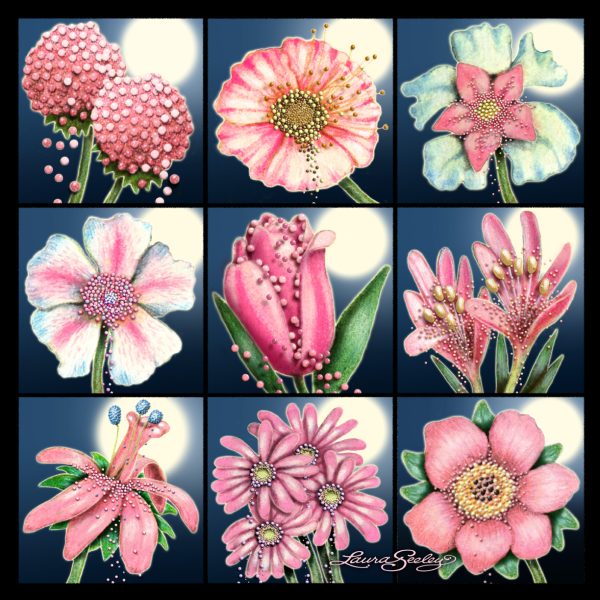 Moon Flower Art Series - Pretty in Pinks